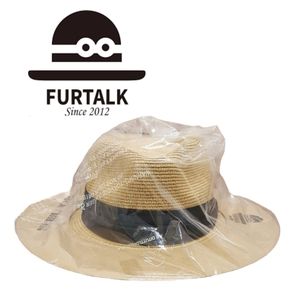 FURTALK Women's Straw Hat Panama Beach Wild Ribbon Large 22.8-23.2 INCHES